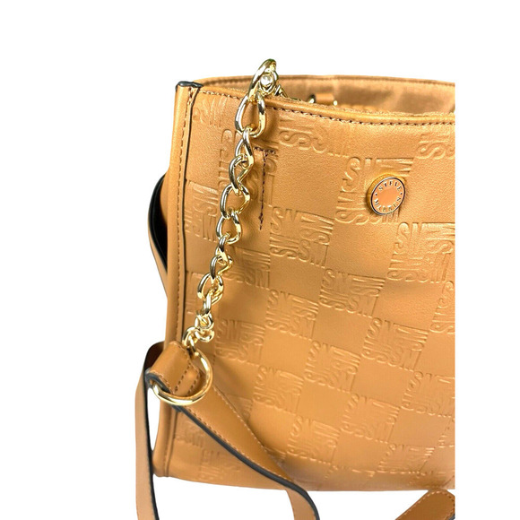Steve Madden Embossed Satchel Bag with Crossbody option in Bjeannee True Cognac - Picture 7 of 12